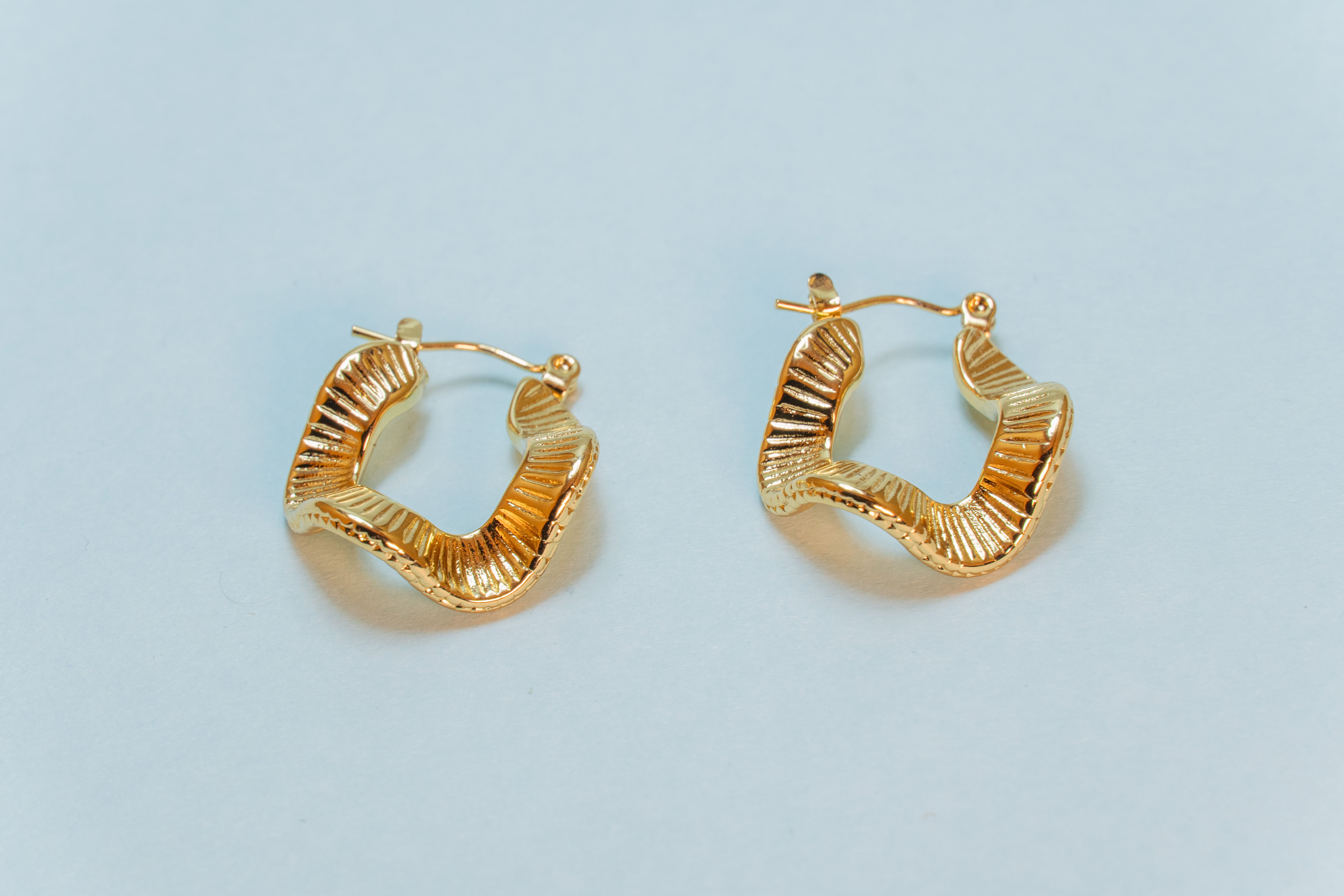 Golden Ripple Hoop Earrings